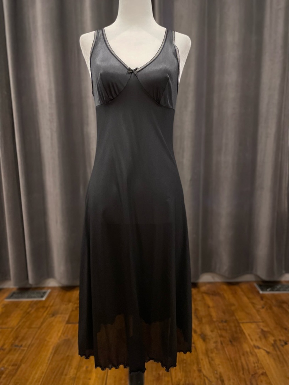 Vintage Van Raalte black nylon slip dress